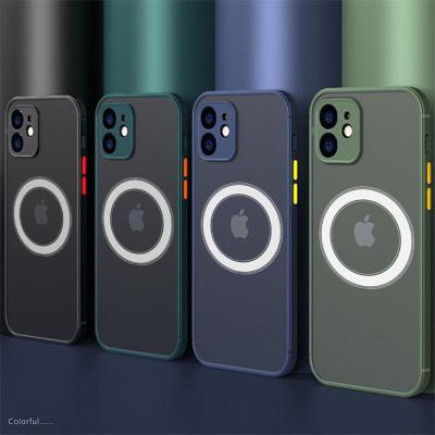 China Shockproof Shockproof tpu frosted magnetic phone case with circle design for iphone 11 12 13 mini xs xr 13 14 pro max mobile cover for sale