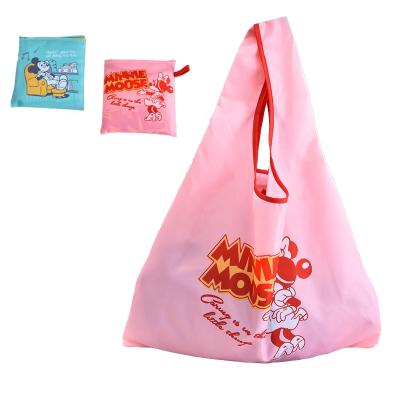 China Customized Foldable Folding Logo Polyester Tote Reusable Shopping Bag With Printing Logo for sale