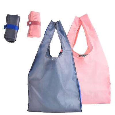 China Fashion Nylon Collapsible Reusable Pink Custom Logo Folding Foldable Shopping Bag for sale