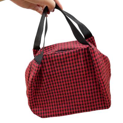 China Polyester Aluminum Foil+ Large Value For Money Aluminum Foil Oil Proof Red Grid Polyester Lunch Box Bag for sale