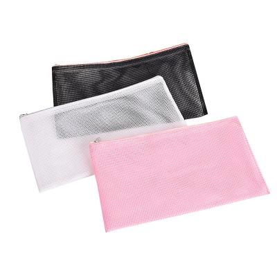 China Schools & Offices Custom Stationery Style Premium Quality Zipper Mesh Modern Transparent Top Pencil Bag for sale