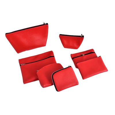 China Red Fashion Plain Christmas PU Coin Purse Custom Leather Zipper Small Mini for sale