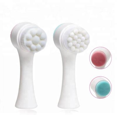 China Black Head Remover 2 In 1 Standing Wash Silicone Facial Massage And Brush Face Cleansing Cleansing Brush for sale