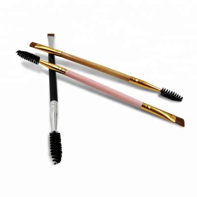 China Angular Blush High Quality Wood Handle Cosmetic Brush Wand Disposable Eyelash Brush for sale