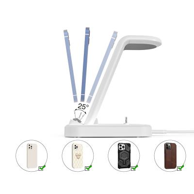 China Multi-function Wireless Charging New arrival Appliances 4-in-1 wireless charger stand magnetic multi-functional desktop stand for iPhone Bluetooth headset for sale