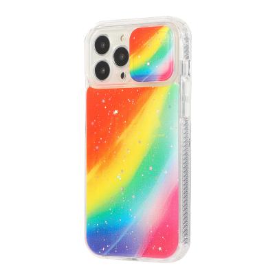 China New Arrive Anti-drop Rainbow Color 2 in 1 Case TPU+PC Phone Case For Iphone 13 Pro Max For Iphone XR Max 7/8 PLUS With Sliding Window for sale