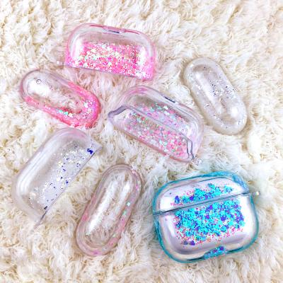 China Luxury Quicksand Glitter Shockproof Liquid Case For Airpods 1/2 Clear 3 Radio Earphone Case Earphone Protection For airpods pro for sale