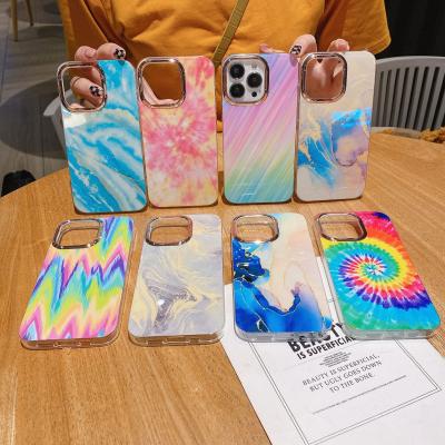 China Glitter Shockproof Color Phone Electroplating Marble Case For Iphone 13Promax 12 11 Mini Rado Grade Premium Phone Cover for sale