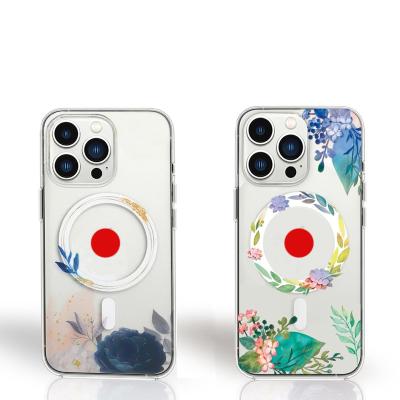 China New Style Arrived Flower Shockproof For Magsafe Phone Case For Iphone 13 pro Max Handybrite Wireless Charging Phone 12 11 Cover for sale