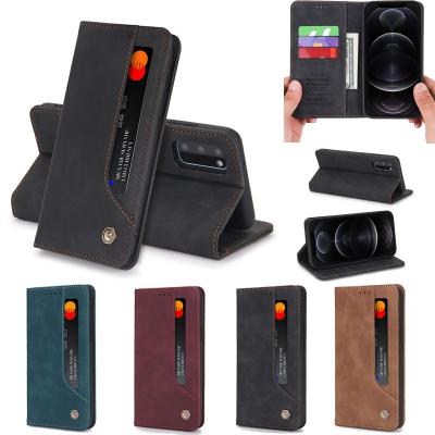 China Luxury Shockproof Leather Credit Card Slot Leather Cover Galaxy S21 S21Plus A20 A30 A21 Flip Phone Case For Samsung PU Wallet for sale