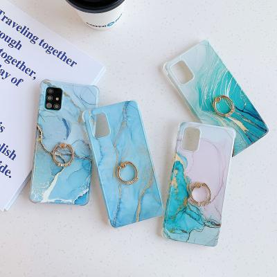 China New Anti-drop Gradient Marble Phone Case For Samsung S21Ultr S20 Imd Back Cover For Note 20 A50/A30S With Diamond Ring for sale