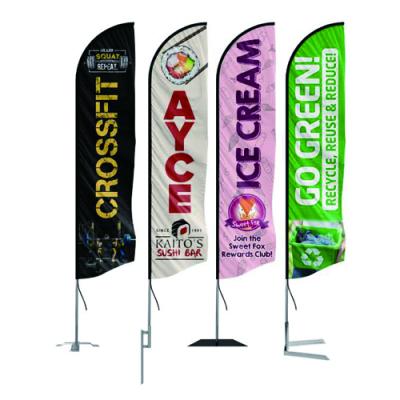 China Fiberglass Pole 100%Polyester Fabric UV Dye Sublimation Printing Feather Flag Inhibited for sale