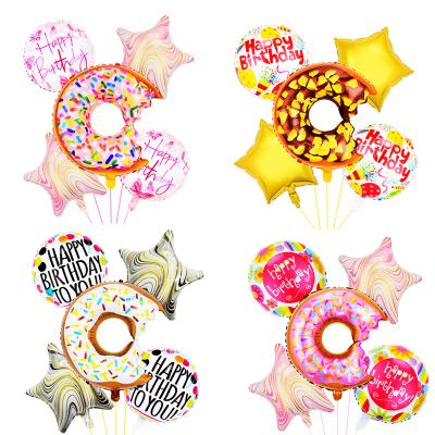 China Hot Selling Morden Happy Donut 18inch Birthday Balloons Balloons 5pcs Sets For Party Decoration Star Shape Foil Balloons Suppliers for sale