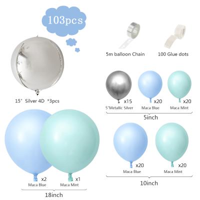 China Birthday Party Supplies Birthday Party Decoration Fashional White and Blue Latex Balloons Happy Birthday Balloon Set for sale