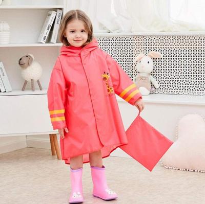 China Cheap Pink Peva Eva Custom Cute Teenage Shop Waterproof Reuseable Ditch Children Kid Girls Rain Coat Raincoat For Kids for sale