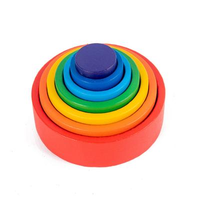 China Eco-friendly Material Montessori Stacking Ach Educational Bridge Building Blocks Cutting Toy Wooden Toy for sale