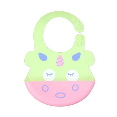 China Customized Antibacterial Printed Logo Multi Colored Soft Silicone Easy To Clean Waterproof Baby Bibs With Crumb Catcher for sale