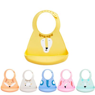 China Antibacterial Baby Kids Waterproof With Food Catcher Soft Silicone Baby Feeding Bibs for sale