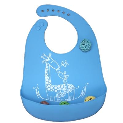 China Cartoon Antibacterial Design Kids Baby Bibs Waterproof With Food Catcher Baby Soft Silicone Bibs Set for sale