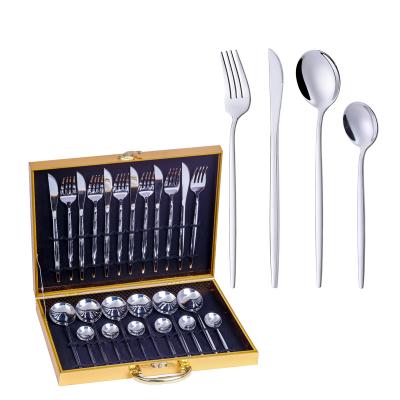 China Buffet Fork Knife And Spoon Set Flatware Set Viable Supply Silver Cutlery Set Stainless Steel 24pcs for sale