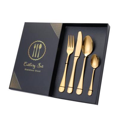 China Factory Supplier Low MOQ Unbreakable Gold Dinnerware Modern Dinnerware 4pcs Set Cutlery for sale