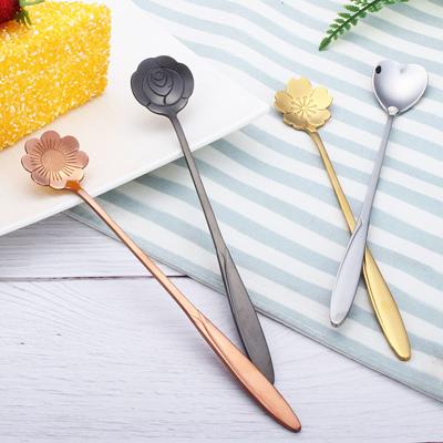 China US Sustainable Stock Luxury Silver Metal Cocktail Tea Spoon Set Stainless Steel Gold for sale