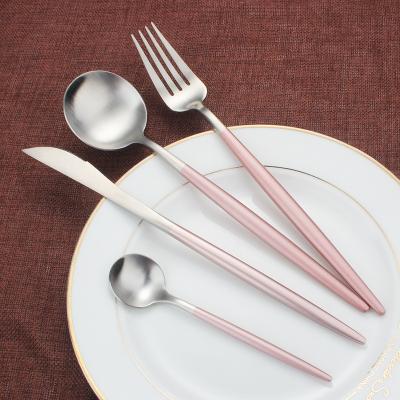 China Wholesale Viable Restaurant 4pcs Knife Fork Spoon Rose Stainless Steel Flatware Set Wedding Favors for sale