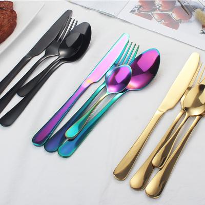 China 2021 New Viable Wholesale Cutlery 18-10 Stainless Steel Gold Fork Spoon Knife 4pcs Flatware Sets for sale