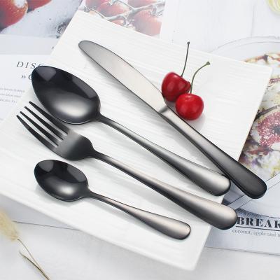 China Jieyang Factory 4pcs Viable Luxury Knife Spoon Fork Set Black Cutlery Flatware 304 Stainless Steel Cutlery for sale