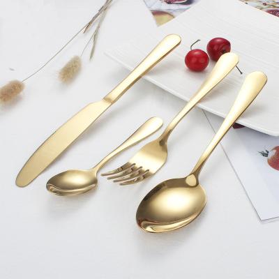 China Factory Viable Wedding Supplies 4pcs Knife Spoon Fork Set Stainless Steel Flatware Gold Flatware Set Luxury for sale