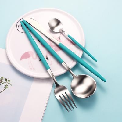 China New Sustainable High Quality Unique 4pcs Knife Spoon Fork Set Stainless Steel Flatware Sets Unusual Cutlery for sale