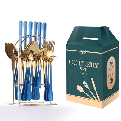 China Sustainable Hot Selling Luxury Household Daily Use Porcelain Party Tableware Bag 24pcs Cutlery Set for sale