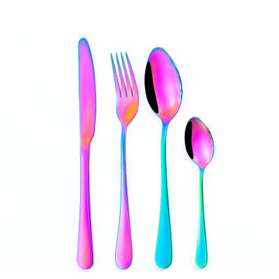 China New Design Sustainable Dinnerware 4pcs Set Silverware Flatware Flatware Set Colorful Cutlery Beauty Gathers Cutlery for sale