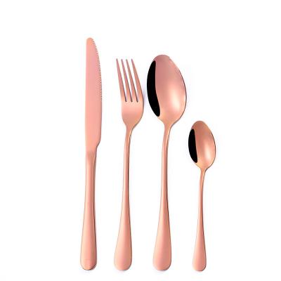 China Hot sale 4pcs viable cubiertos wholesale Amazon tableware set Jieyang stainless steel cutlery luxury copper for sale