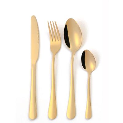 China Viable OEM customized faqueiro hotel flatware restaurant dinner set 4pcs bulk stainless steel gold flatware for sale