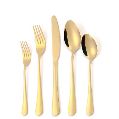 China Sustainable 20pcs family kitchen cubiertos acero stainless steel serving spoon cutlery fork and knife set bulk gold flatware spoon for sale