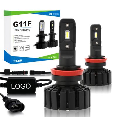 China BT-AUTO G11F-H11 LED Premium Auto Headlight Fan Type New LED Car Headlight G11F H11 LED Headlight Bulb for sale