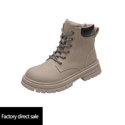 China Thermal Round Toe Waterproof Lace Up Work Combat Low Heel Ankle Booties Chelsea Boots Ladies Winter Boots wholesale for sale