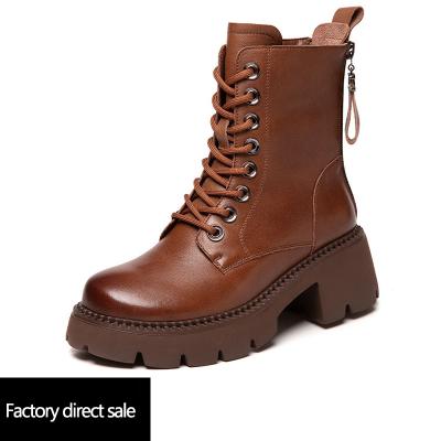 China Thermal New Short Boots Retro Women's Tornado Cowhide Boot Factory Customization for sale