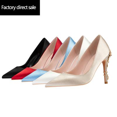 China Fashion Trend Sexy luxury Pointy Platform Bridal Shoes Pumps Satin Evening Party Prom Wedding Heels for Women Dress Shoes for sale