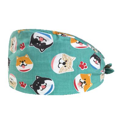 China Fashionable Unisex Pet Hospital Operating Room Hat Printing Medical Surgical Hat Nurse Women Doctor Hat Work Medical Accessories for sale