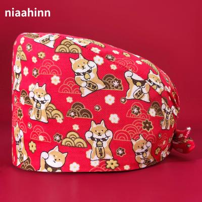 China High Quality Veterinary Doctor Veterinary Sweat-absorbent Hat Lab Hat Pet Nurse Work Hat Medical Cotton Scrub Hat for sale