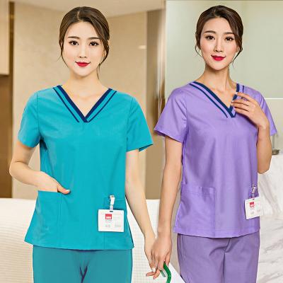 China Fashionable Short Sleeve Beauty Salon Dentist Work Uniforms Nursing Shirts Tops/Suits Summer Unisex Medical Pet Suit Women Clothing Sets for sale