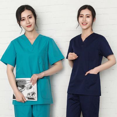 China Fashionable High Quality Medical Spa Uniforms Solid Color Pet Grooming Workwear Uniforms Doctor Nurse Workwear Scrub Tops+Pants Sets New for sale