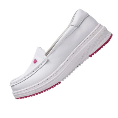 China White Leather Nurse Shoes With Wedge Medical Hospital Operation PU Non-slip Waterproof Wholesale Anti-skid Ward Lodging for sale