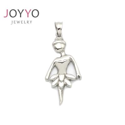 China FASHIONABLE Cute Ballet Girl Polished Silver Stainless Steel Pendant Wholesale Pendants for sale