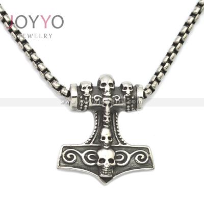 China Norse Viking Gothic Skull Pendant Stainless Steel Fishbone Chain Pendant FASHIONABLE Jewelry Stainless Steel for sale