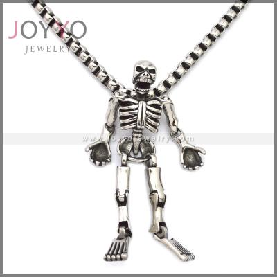 China Unique Design Mens Skeleton Pendants Skull Biker Punk Jewelry For Men Silver Stainless Steel Pendants for sale