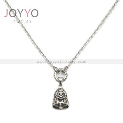 China Punk Stainless Steel Customizable Pendant Necklace Anti Allergy Stainless Steel Necklace Skull Bell for sale