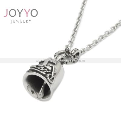 China Stainless Steel Punk Cross Pendant Necklace Minimal Jewelry Biker Bell With Motorcycle for sale